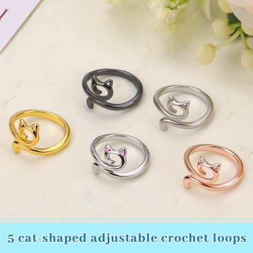 5 Pcs Crochet Ring, Adjustable Crochet Tension Rings, Yarn Ring for Finger - color: 5 Colors - 5 Pcs