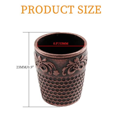 Coufce 4 Pcs Red Copper Metal Sewing Thimble - color: Red Copper