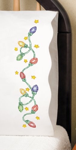 Design Works Crafts Christmas Lights Pillowcases for Embroidery