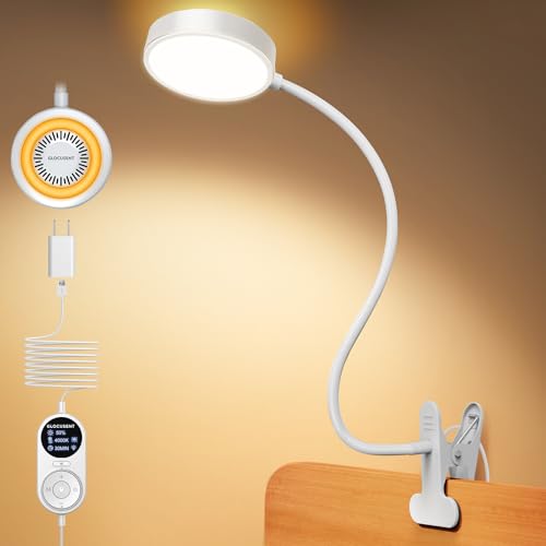 Glocusent 72 LED Clip on Lamp, Dorm Desk Lamp with 1700K Amber Night Light - color: White