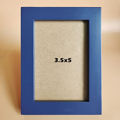3.5x5 Picture Frames Blue Solid Wood Frame, Plastic Panel (Film Needs to be Removed) Table or Wall.Front Window Opening 3x4.5 inch. - color: Blue, size: 3.5x5