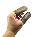 Hide & Drink, Set of 3 Pairs (6 Pieces) of Thimbles for Thumb & Index Finger, Finger Protector, Sewing Thimble, Hand Applique & EPP, Quilting, Full Grain Leather, Handmade, Bourbon Brown