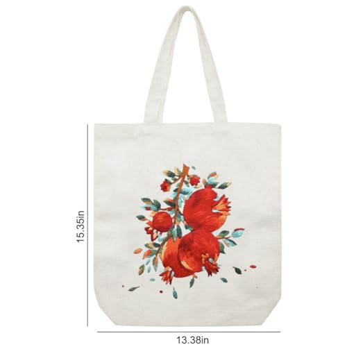 YANGSHINE Canvas Tote Bag Embroidery Kit with Pattern, Cross Stitch Kits for Beginners, Adults Arts Crafts Needlepoint Kit Include Embroidery Bag, Hoop and Instruction (Beige Bag, Red Pomegranate) - color: Beige Bag, Red Pomegranate