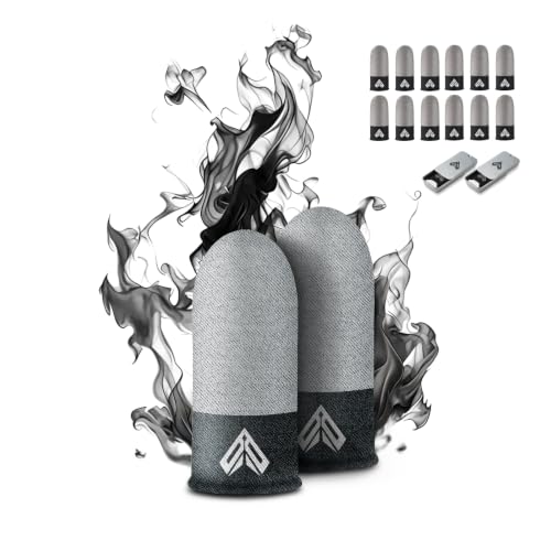 12PCS Gaming Finger Sleeves. 0.29MM Silver Fiber, Anti Sweat, Extremely Thin,Breathable Touchscreen dedales Gamer Finger Cover Thumb Sleeve Fit Phone Game Tablet Devices. - color: Gray(12pcs)