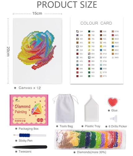 PeakLuv Small Diamond Art Kits Flowers Mini Diamond Painting Kit for Adults - color: Flowers 2