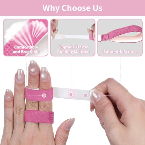 Finger Buddy Straps, 12PCS Finger Buddy Tape Straps Loops, Rose Red - color: Rose Red