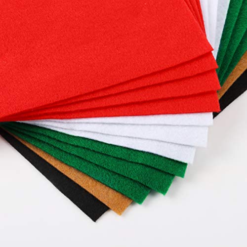 Caydo 12 Pieces A4 Christmas Felt Fabric Sheets, 5 Colors Felt Sheets Craft