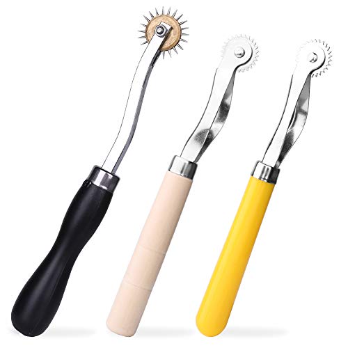 Lunarm Tracing Wheel Sewing Tool 3pcs Steel Needle Point Tracing Wheel - color: Black Wood Yellow