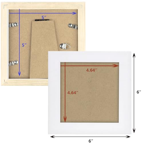 5x5 White Picture Frames Square Classic Natural Wood 6 Pack for Wall Mounting and Tabletop Display - color: White, size: 5x5