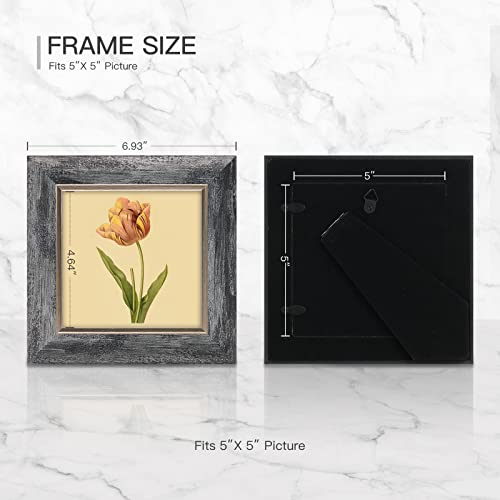 XUANLUO 5x5 Picture Frames Set of 4,Rustic Retro Photo Frame(Grey) - color: Grey-4pcs, size: 5 x 5 inch