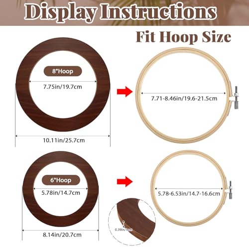 RattanView 12 Pcs Wood Embroidery Hoop Frame for Display 6 & 8 Inch - color: Walnut, size: 6 inch/8 inch
