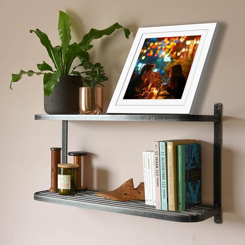 Betionol Diamond Painting Frames, Display 12x12in/30x30cm Diamond Painting Pictures or Photos, White Natural Solid Wood Picture Frame with Acrylic Protection Glass, Back Mat And Hanging Kit - style: White - Single