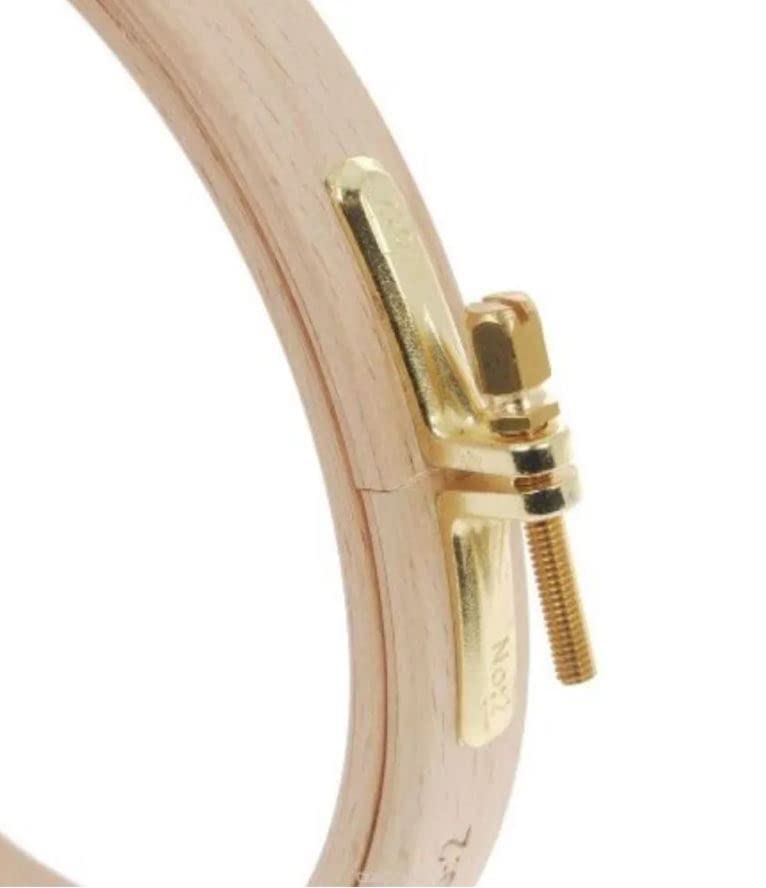 Nurge Premium Quality 24 mm Wood Embroidery Hoop, Cross Stitch Hoop with Gold Plated Adjustable Brass Screw (No:6) - size: 9.84" / 250mm Dia