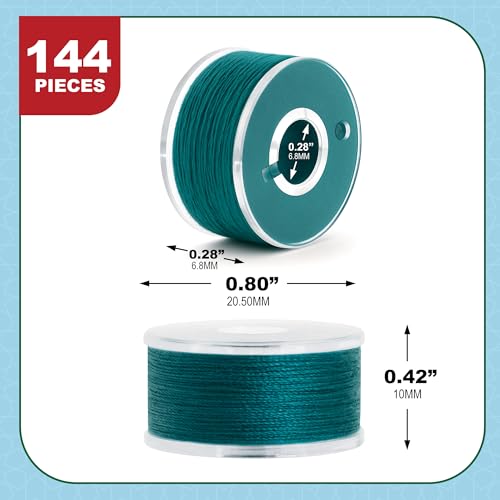 Mandala Crafts Teal 15J SA156 Prefilled Bobbin Thread, 144 PCs - color: Teal, size: Size A 144 X 142 Yards