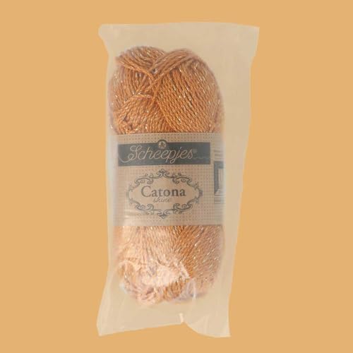 Scheepjes Catona Shine Yarn 50g 383-G Ginger Gold, Metallic Cotton, 1 Skein - color: 383-G Ginger Gold - Gold