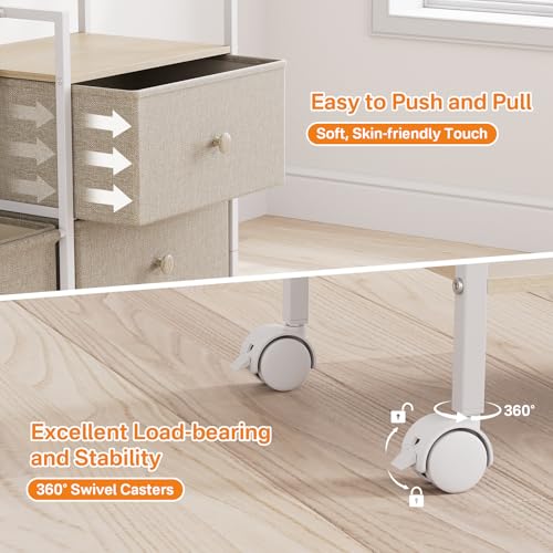 Modanais Baby Diaper Caddy Organizer Rolling Cart with Drawers, Off White - color: Off White
