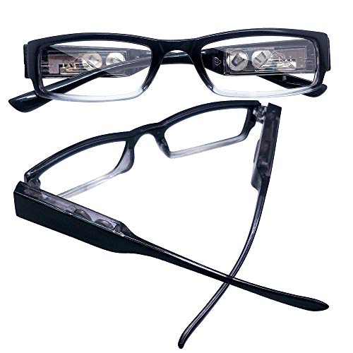 3 Pack Reading Glasses with Lights and Magnifier Reading Glasses with Lights in The Frame Bright Led Readers Magnifying Glass with Light for Men Women Led Readers Eyeglasses+2.0
