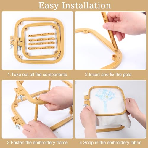 Versatile Double Embroidery Stand, Compact Desktop Embroidery Cross Stitch Frame-Hands Free 2-Tier Embroidery Hoop Frame for Needlepoint Sewing Craft Projects (Khaki) - color: khaki