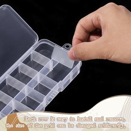 Plastic Jewelry Organizer Box Clear Storage Bead Case for Little Crafts/Arts 2 Pack Container with 10 Grids, Small
