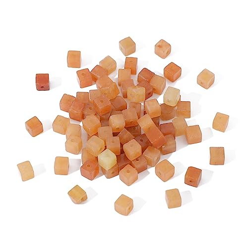 BEADIA Natural Red Aventurine Square Stone Beads 4x4mm 85pcs Cube Loose Semi Gemstone Beads for Jewelry Making Design - color: Red Aventurine