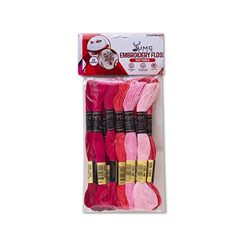 12 Pieces | Premium Embroidery Thread | 100% Egyptian Cotton Premium Skeins | Cross Stitch Embroidery Floss | Oeko TEX Certified Stranded Cotton (Red Tones) - color: Red Tones