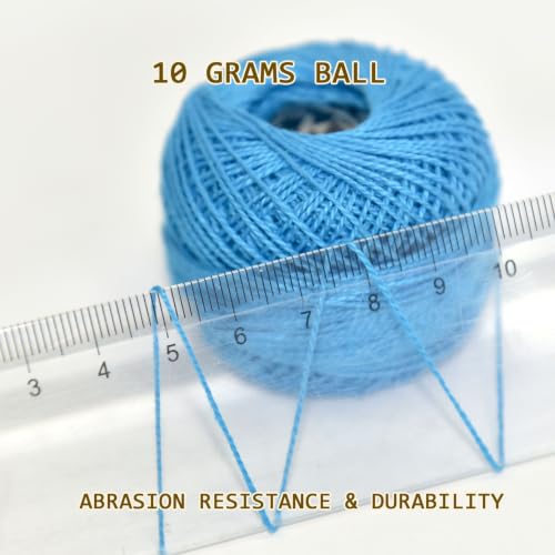 Double Mercerized Egyptian Long Staple Cotton Pearl Thread Ball 10 Grams Rainbow Color 12 Colors per Box for Crochet Hardanger Kniting Hand Sewing,Bright Vivid RainbowPalette - color: Brt Vivid Rainbow Palette