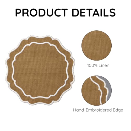 Linen Coasters for Drinks, Set of 6, 6 inch, Curry - color: 1276 - Curry, size: 6 inches