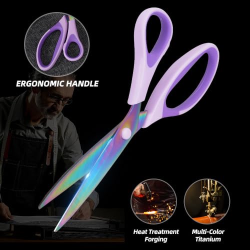 Titanium Coating Sewing Scissors Bundle, Professional Fabric Scissors Set - color: Colorful
