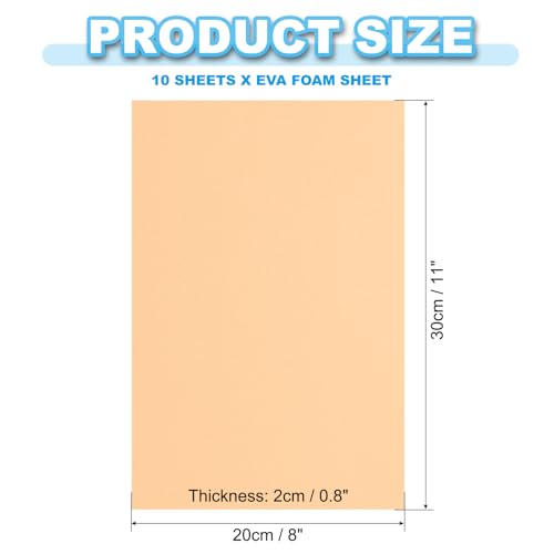 PATIKIL EVA Foam Sheet 10Pcs 12x8 Inch 2mm Thick Skin - color: Skin