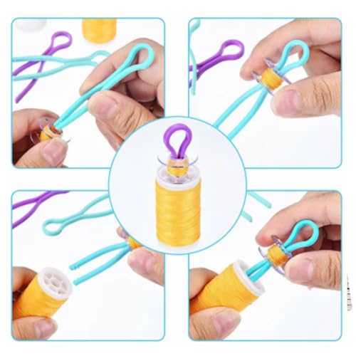 HONEYSEW Keep Your Bobbin Threads Matched Up with Your Thread Spools Bobbins Buddies Set of Sewing Machine Quilting Supplies Sewing Products Thread Holder Plastic Bobbin Clips (100)