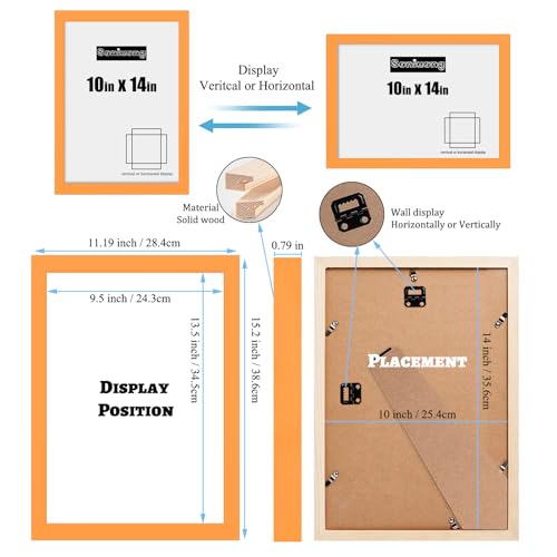 10x14 inch Wood Picture Frames for Wall Hanging,Diamond Painting Frames Rectangle Baby Scan Picture Frame for Family Walls Decoration,Anniversary,Wedding,Christmas,Halloween,Shower,Certificate (Orange) - color: Orange, size: 10x14 inch