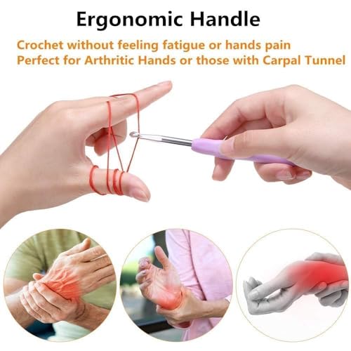 Yarniss Crochet Hooks,14 Size Crochet Set 2mm(B)-10mm(N), Ergonomic Crochet Hooks Set with Case for Beginner,Long Crochet Needles (Pack of 2) - size: 14 Size(2.0~10.0mm) (Pack of 2)
