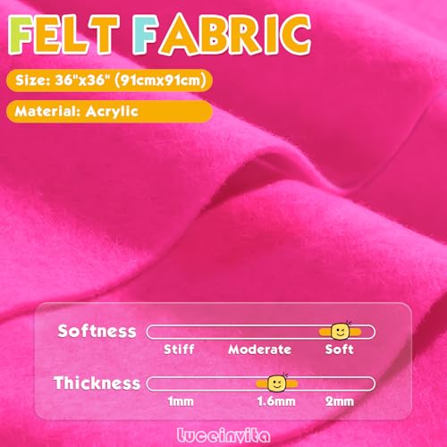 Fuchsia 36" X 36" Felt Fabric Sheet - 1.6mm Thickness - color: Fuchsia, size: 36" x 36"