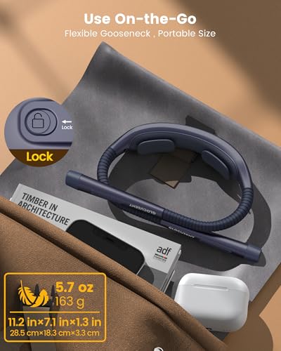 Glocusent Neck Light with Timer, 100 Hours Book Light for Bedtime Reading - color: Navy Blue