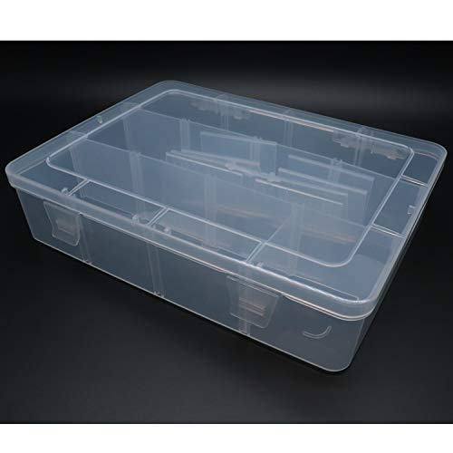 Xiaoyztan Bead Organizer Box Adjustable Dividers 8 Grids Clear 8.8x6.6 Inch - size: 8.8x6.6x2.3 in
