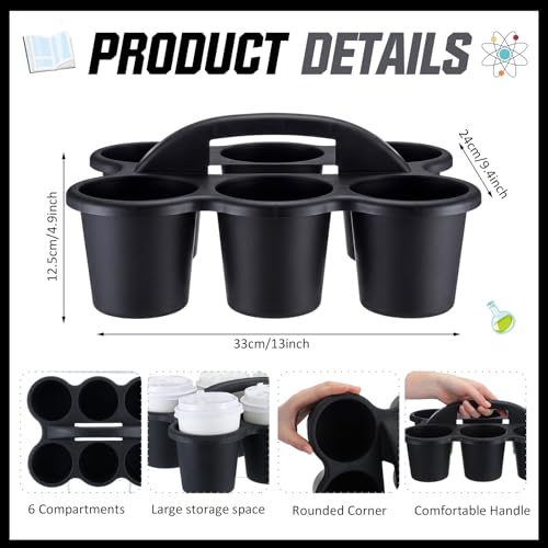 6 Pack 6 Cup Caddy for Classroom Plastic Round Desk Table Caddy, Black - color: Black