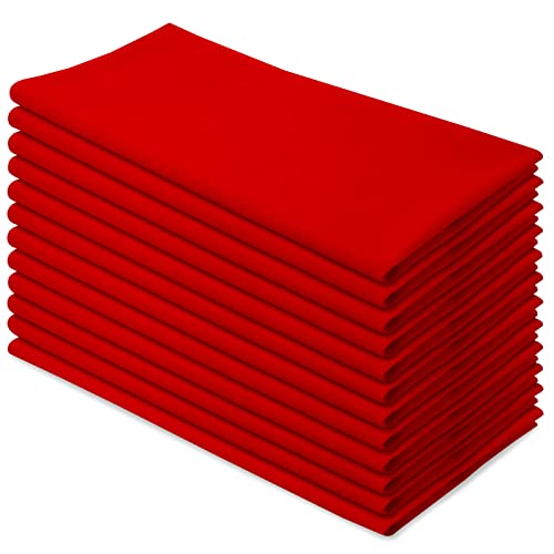 Aunti Em's Kitchen Flour Sack Dish Towels - Natural Cotton for Embroidery and Drying Glass, Hand, Dinnerware - Plain, Thick, Zero-Lint, Highly Absorbent - Set of 12, 27 x 27 Inch, Red - color: Red