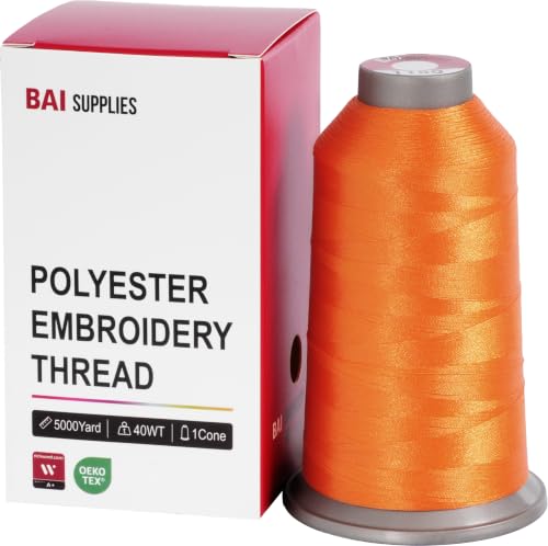 BAI Polyester Embroidery Machine Thread 5000 Yards Golden Orange+1180 - color: Golden Orange+1180