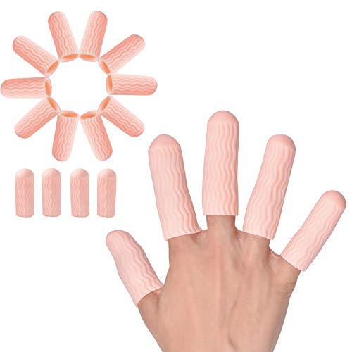 Pnrskter Gel Finger Cots, Finger Protector Support (14 PCS, Breathable) - color: Beige