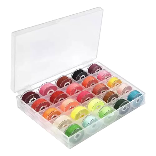 25pcs Colorful Sewing Thread with Storage Box and Spool Prewound Bobbins Polyester Thread for Hand Machine Sewing Embroidery - color: colorful