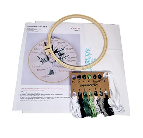 3 Sets Embroidery Starter Kit with Pattern and Instructions,Cross Stitch Beginner Kits with Frame,3 Plastic Embroidery Hoops,3 Embroidery Clothes and Color Threads (3 X Flower Pattern) - color: 3 X flower pattern