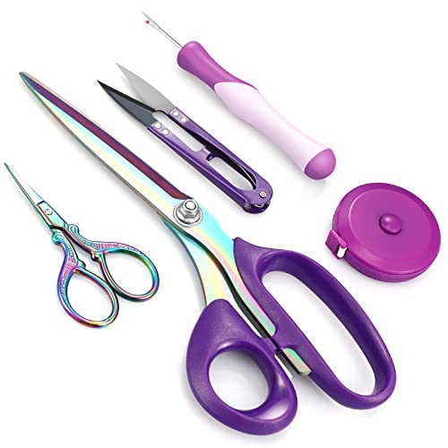5 Pcs Fabric Scissors Kit, 9 Inch Shears, Stylish Style, Colored - color: Colored, size: Stylish Style