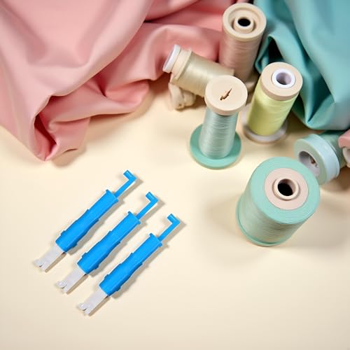 ZhangyiHot 3Pcs Blue Needle Threader, Elderly People Automatic Sewing Machine Needle Threader Line Inserter Tool for Hand Sewing