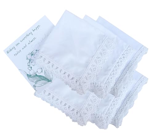 6 Pack of Ladies Embroidery Cotton Handkerchiefs Lace Wedding Hankies - color: A03-mix Card