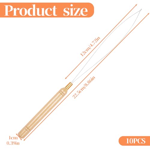 10 PCS Hair Extension Loop Tool, Reusable Bead Threader for Hair, Extension Bead Loop Tool for Feather Extensions