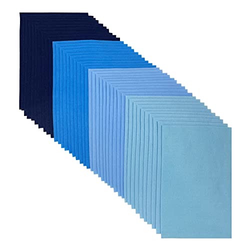 Jtnohx Soft Felt Sheets Felt Fabric for Crafts 4 Colors 40Pcs Blue Series - color: Blue Series