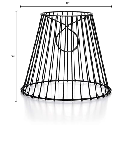 Cleveland Vintage Clip-On Metal Wire Lampshade - Create Your Own Home Lighting, Ideal for Creating a Mason Jar Light, 8” x 7” x 4.5”, Black