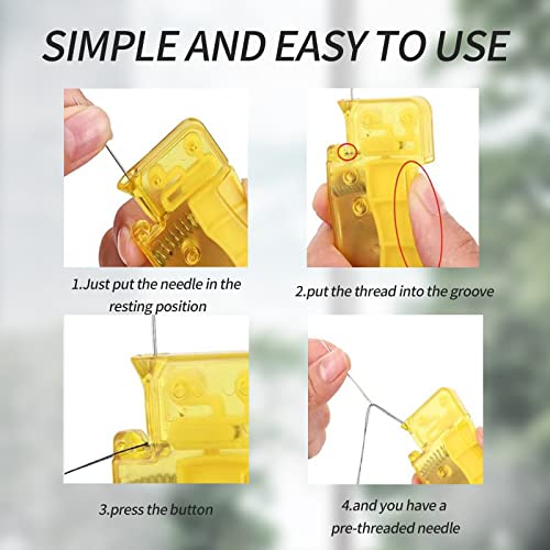 3 Pcs Needle Threaders - Easy Threader Tool Set - Automatic Needle Threader - Self-Thread Guide - Plastic Sewing Accessories - Quick Needle Threading for Hand Stitching and Sewing Machine