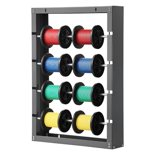 VEVOR Wire Spool Rack, 4 Adjustable Rods, Cold-Rolled Steel Wire Spool Holder Wall Mounted for Multi-Spools, Wiring Storage, 150 lbs Capacity Cable Dispenser, for Electrical Industrial Retail Use - style: Wire Spool Rack