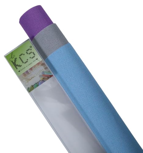 KCS 3 pc of 15" x 18"(38cmx45cm) 18 Count Cross Stitch Cotton Aida Cloth Needlework Rolled Fabric Box,18CT,Light Grey+Light Blue+Lavender - color: Light Grey+light Blue+lavender, size: 18CT